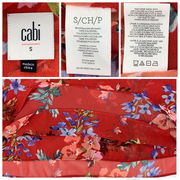 Cabi Devoted Blouse # 3590, Watercolour Floral Print 3/4 Bell Sleeve Top, Small - Picture 16 of 16